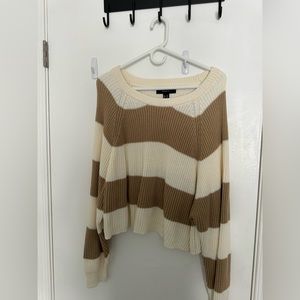 Cute Tan and Cream Striped Sweater